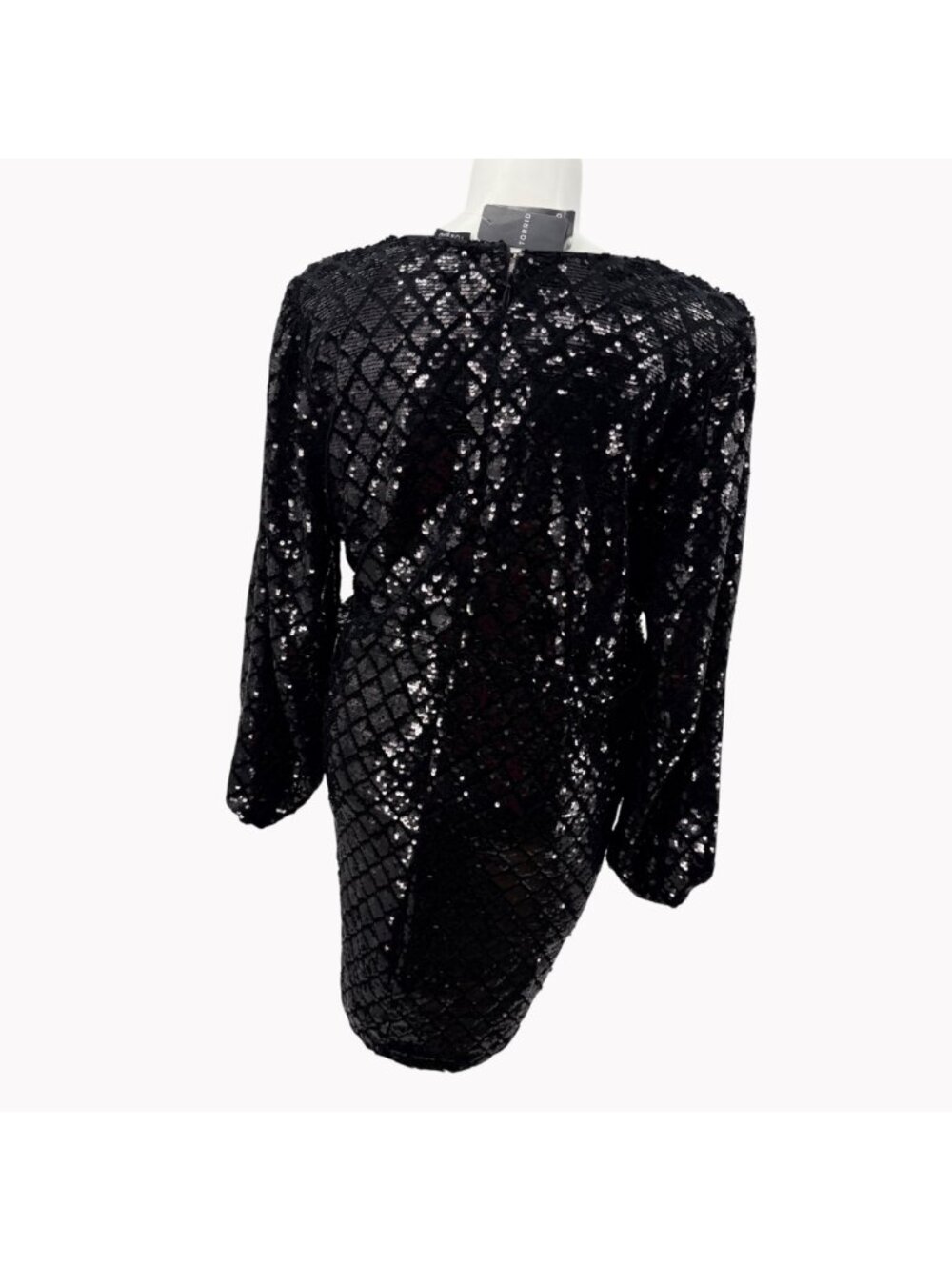 Torrid Black Sequin Surplice Mini Dress Size 22 Long Sleeve and Pockets New - Picture 4 of 12